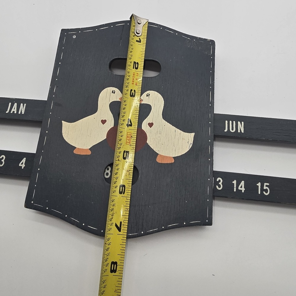 Vintage Wooden Perpetual Calendar Wall Hanging Blue Goose Farmhouse Sliding Date - Picture 6 of 6